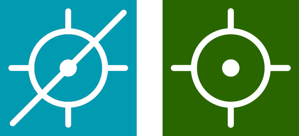 Abbildung der Schaltflächen für Ortung ein- und ausschalten.